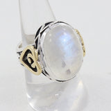 Large Rainbow Moonstone Sterling Silver Ring