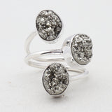 925 Sterling Silver Pyrite Druzy Rings