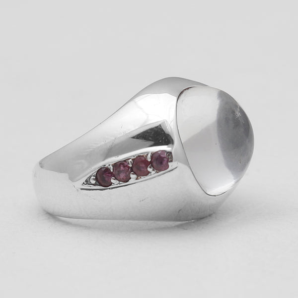 Crystal & Ruby Silver Rings