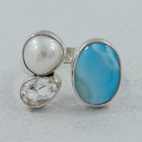 925 Sterling Silver Larimar Rings