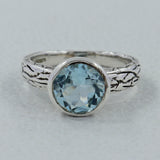 925 Sterling Silver Blue Topaz Ring