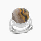 Mustard Jasper Silver Rings