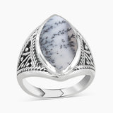 Natural Rainbow Moonstone Silver Rings