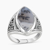 Natural Rainbow Moonstone Silver Rings