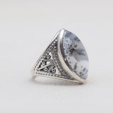 Natural Rainbow Moonstone Silver Rings