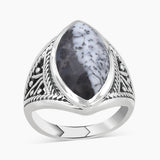 Natural Rainbow Moonstone Silver Rings