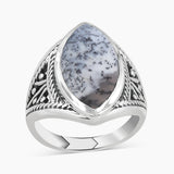 Natural Rainbow Moonstone Silver Rings