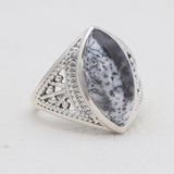 Natural Rainbow Moonstone Silver Rings