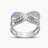 Rainbow Moonstone Silver Rings