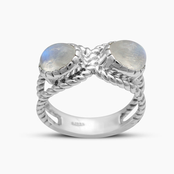 Rainbow Moonstone Silver Rings