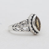 Yellow Citrine Silver Women Rings