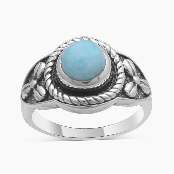 Natural Larimar Silver Designer Rings