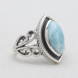 Marquise Cut Blue Larimar Silver Rings