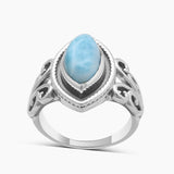 Marquise Cut Blue Larimar Silver Rings