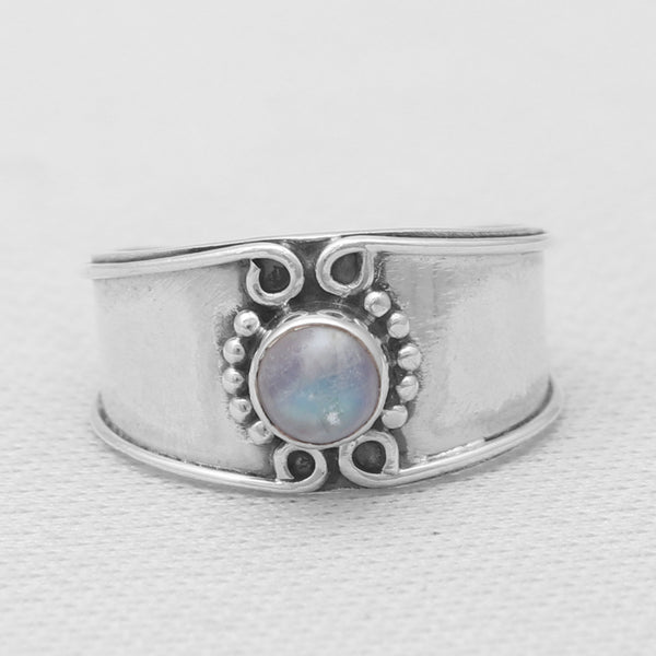 Rainbow Moonstone Silver Rings