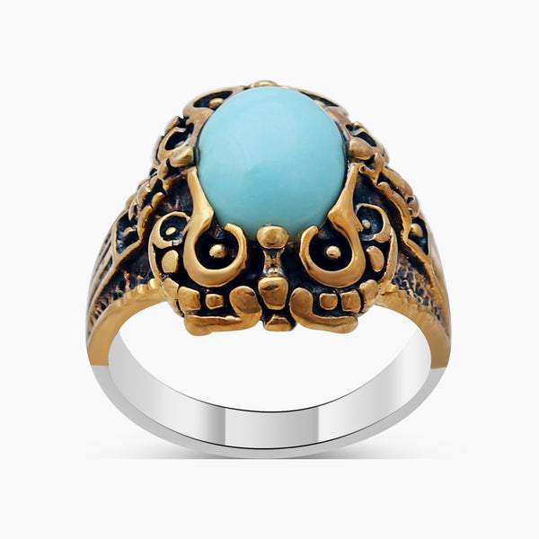 Mexican Turquoise Dual Tone Silver Rings