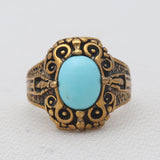 Mexican Turquoise Dual Tone Silver Rings