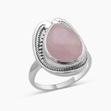 Rose Quartz Silver Designer Rings