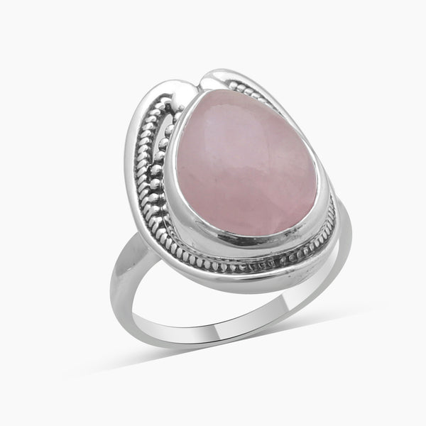 Rose Quartz Silver Designer Rings
