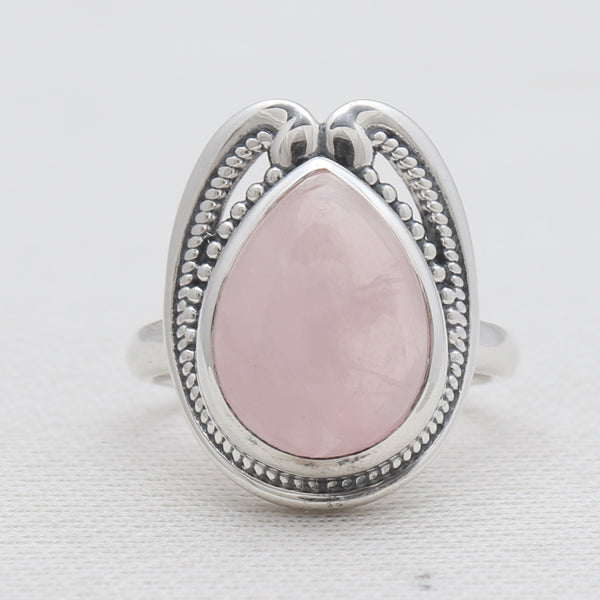 Rose Quartz Silver Designer Rings