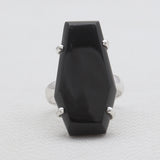 Black Onyx Coffin Silver Rings