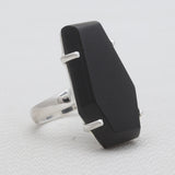 Black Onyx Coffin Silver Rings