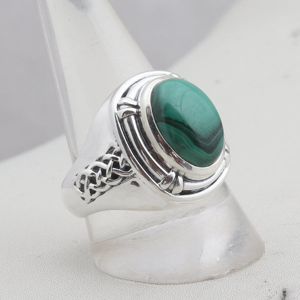 Natural Malachite Silver Rings