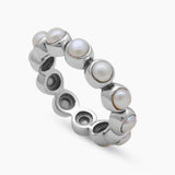 Pearl Band Silver Rings