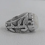 Natural Rainbow Moonstone Sterling Silver Rings