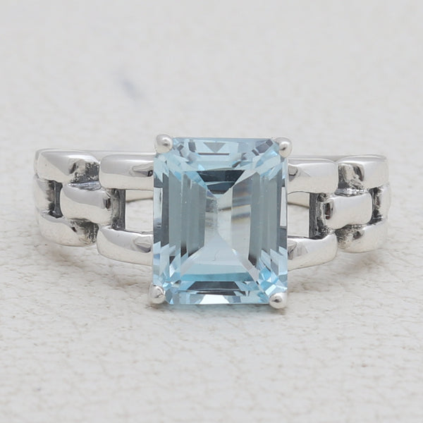 925 Sterling Silver Blue Topaz Rings