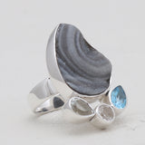 925 Sterling Silver Chalcedony Druzy Rings