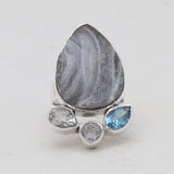 925 Sterling Silver Chalcedony Druzy Rings