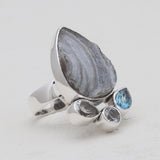 925 Sterling Silver Chalcedony Druzy Rings