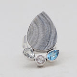 925 Sterling Silver Chalcedony Druzy Rings
