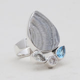925 Sterling Silver Chalcedony Druzy Rings