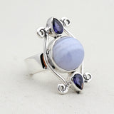 Blue Lace Agate Silver Rings