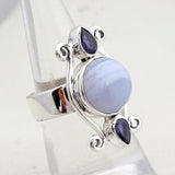 Blue Lace Agate Silver Rings
