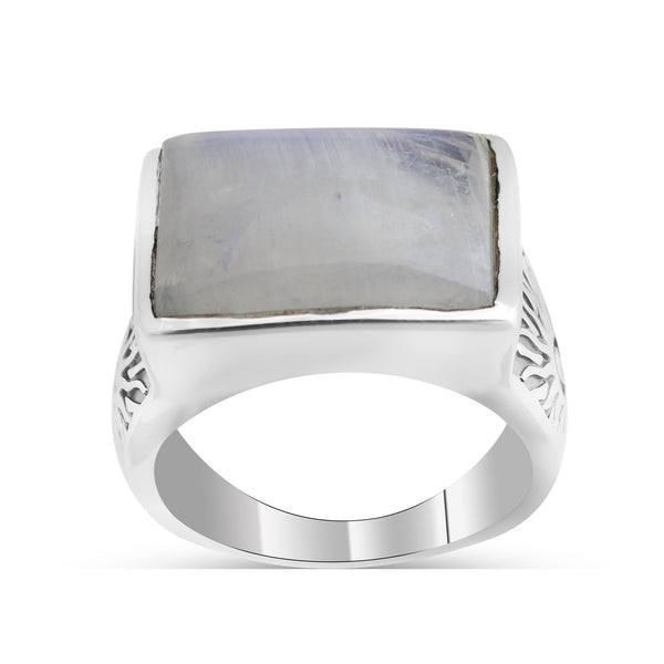 Rainbow Moonstone Silver Rings