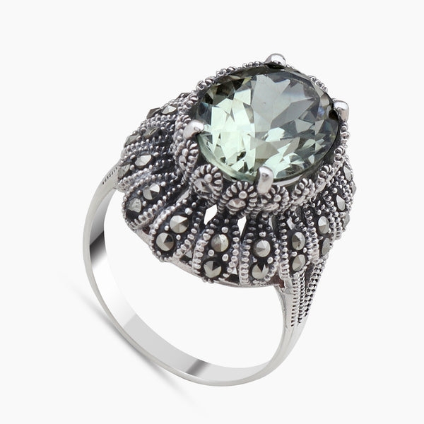 Green Amethyst Silver Rings