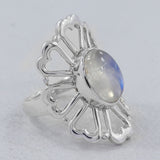 Rainbow Moonstone 925 Sterling Silver Ring