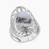 Natural Rainbow Moonstone Silver Rings