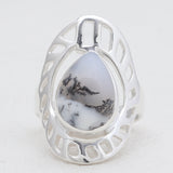 Natural Rainbow Moonstone Silver Rings