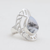 Natural Rainbow Moonstone Silver Rings