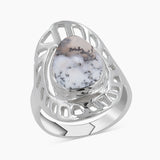 Natural Rainbow Moonstone Silver Rings