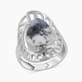 Natural Rainbow Moonstone Silver Rings