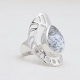 Natural Rainbow Moonstone Silver Rings