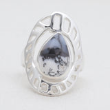 Natural Rainbow Moonstone Silver Rings