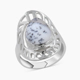 Natural Rainbow Moonstone Silver Rings