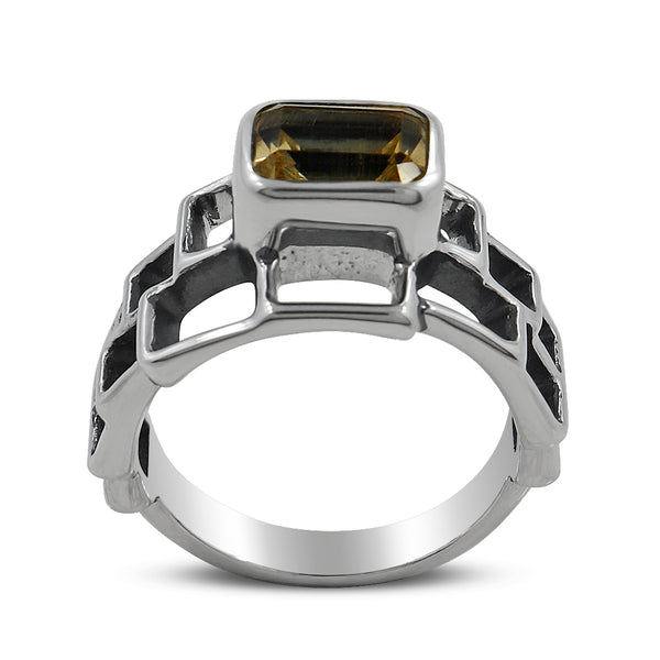 Natural Citrine Silver Ring