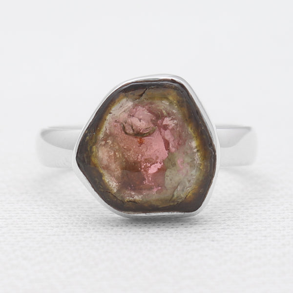 925 Sterling Silver Watermelon tourmaline Rings